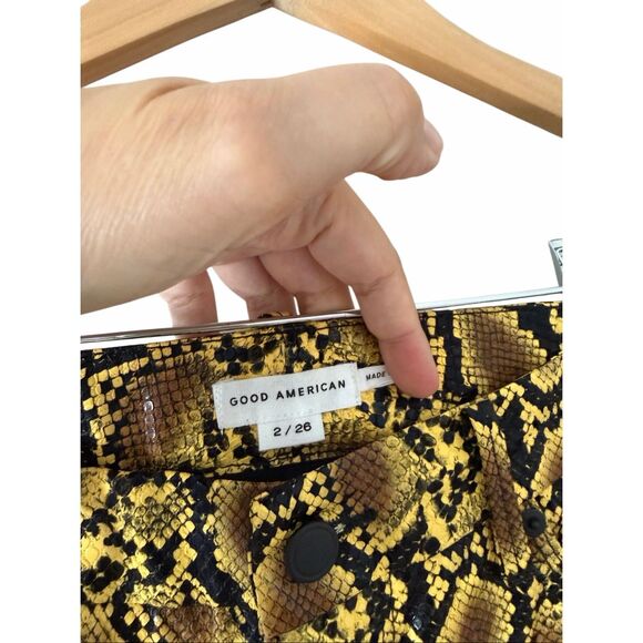 Good American Good Icon Snake Faux Leather Pants Animal Print Size 2 NEW - Picture 5 of 7